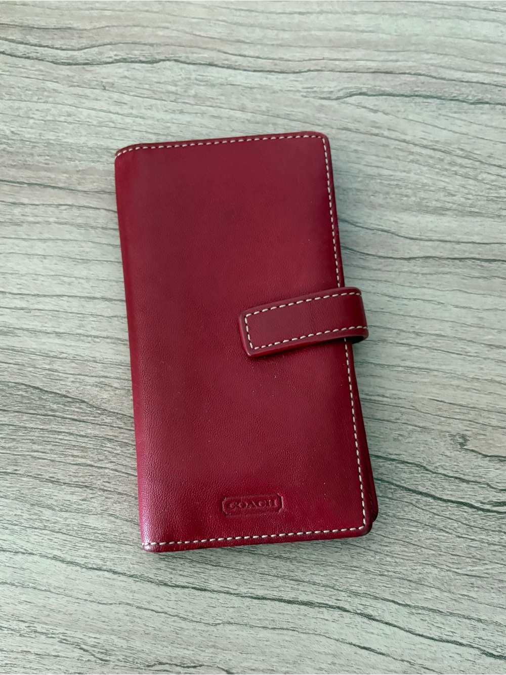 Coach Red vintage Leather Folio wallet Case with Snap Closure